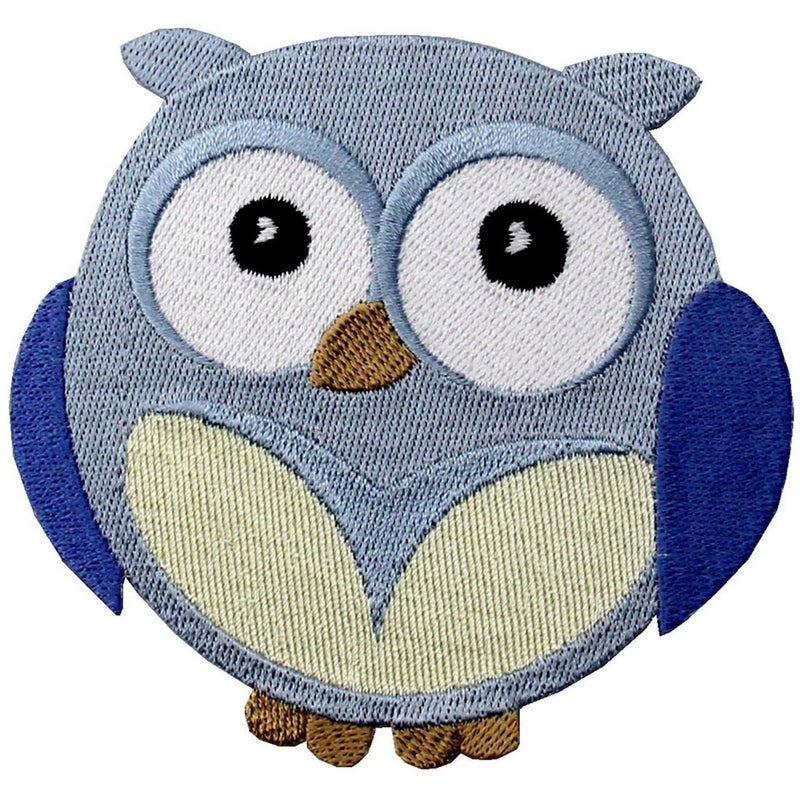 ZEGIN Wide-Eyed Baby Boy Owl Embroidered Applique Iron On Sew On Patch - Image 1